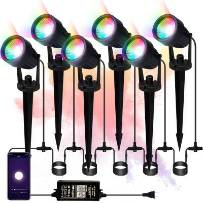 China Garden Landscape Pathway Lighting TUYA WiFi App Control Color Changing Led Stage Landscape Lighting IP65 6-in-1 RGB 72W Led Spotlight for sale