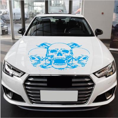 China Car Head Sticker Geometric Skull Totem Vinyl Decal Three Heads Totem Car Decal for sale