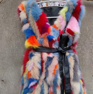 China Real Nature 2023 Real Fur Autumn Winter Thickening Nature Fur JZ109A Multicolor Seven Color Fox Fur Vest Long for sale