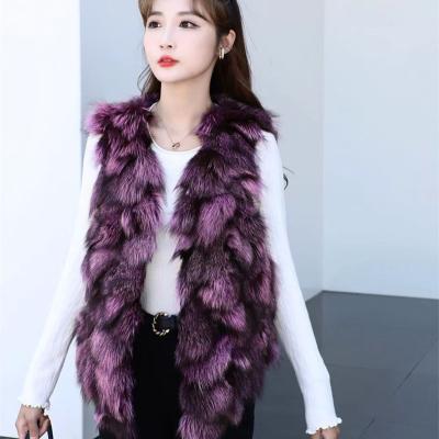 China Real Nature Sleeveless Vest Real Fox Fur Vest Women Natural Fur Coat JZ136 New Winter Women Vest 2023 Fashion Factory Wholesale for sale