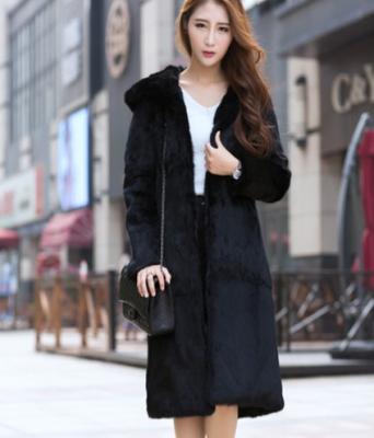 China 2023 Fashion Women 100% Genuine Real Natural Rabbit Fur Coat With Fur Hooded Coat Women Custom Made Fur Jacket Z413 for sale