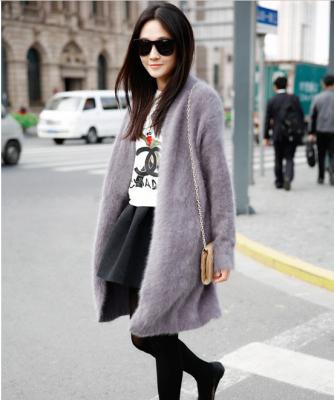 China New Fluffy Mink Cashmere Cardigan Sweaters Women's Mink Cashmere Coat Genuine Long Section JN247 for sale