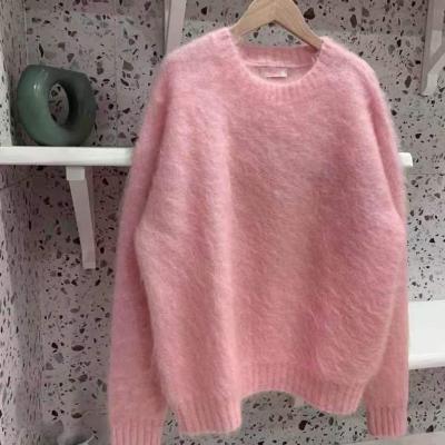 China Wholesale Fashion Fluffy Women's Mink Cashmere Sweaters Long Sleeve Sweater AL044 Crewneck Sweaters for sale