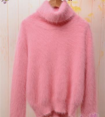 China 100% Real Mink Cashmere Wool Turtleneck Women Turtle Neck Sweaters Wholesale Fluffy Sweaters for sale