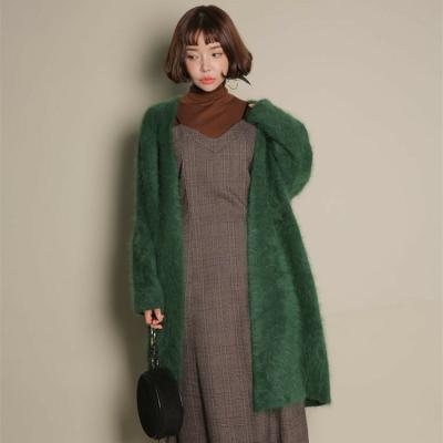 China Autumn And Winter New Korean Plush Boutique Mink Cashmere Cardigan Sweater Female Coat 2023 Long Thickened AL772 for sale