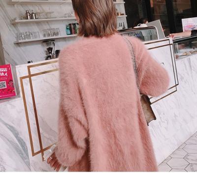 China Fashion Fluffy Women's Mink Cashmere Classic Knit Long Sleeve Cardigans Sweater Woman AL015 for sale