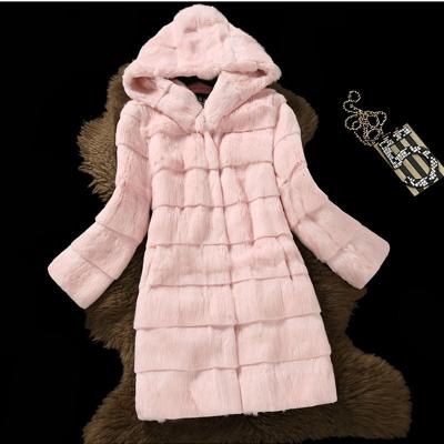 China 2023 Fashion Real Fur Coat Women's Full Sleeve Warm Wave Cut Out Rabbit Genuine Fur Winter Warm Coats And Jackets With A Hood Z004 for sale