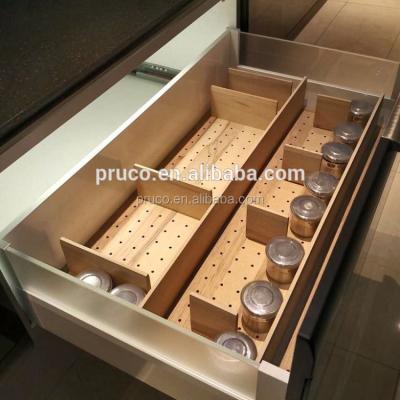 China New Type Mixed Material Kitchen Storage Drawer Organizer Divider With Perforated Board And Fixed Divider for sale