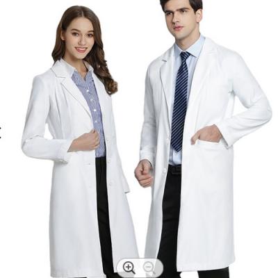 China Professional Unisex Cotton Polyester Hospital Uniforms Medical Science Doctors Nurse Wear White Lab Coat for sale