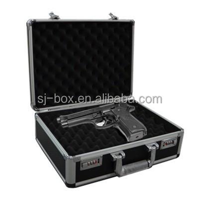 China Aluminum Alloy Black Embossing Aluminum Lock Case Portable Safe Gun For Short for sale