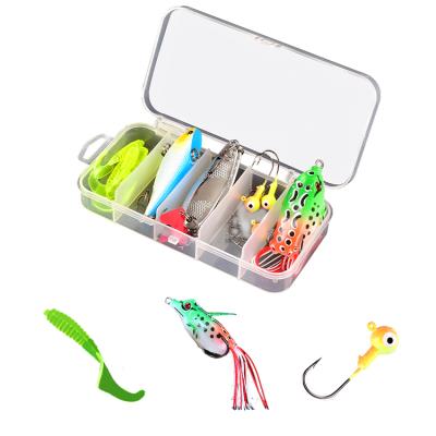 China All In One Freshwater Frog Kit Fishing Lure Set Jig Hook Kit Hook Lure Box Saltwater Spoon VIB Hard Metal Plastic Frog Set Fishing Lure Set Jig for sale