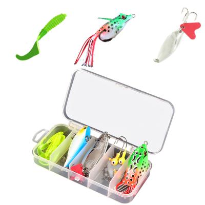 China Topwater Artificial Plastic Metal High Simulation Frog Lure Box Bait Hard Soft Fishing Lure Kit Fishing Lure Sets for sale