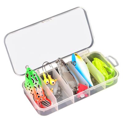 China High Simulation Topwater Frog Metal Lure Box Artificial Plastic Soft Bait Fishing Hard Lure Kit Fishing Lure Sets for sale