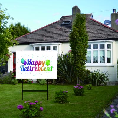 China Factory Price Waterproof Custom Size Outdoor Retirement Yardy Sign With Stakes for sale