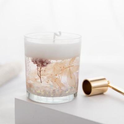 China Environmental Natural Wholesale Private Label Luxury Scented Soy Candle With Dried Flower for sale