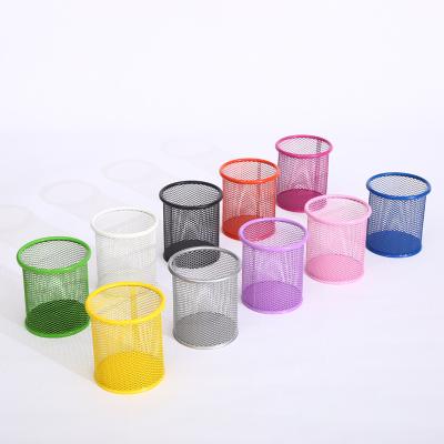 China Desk Organizer Space Saving Stand Sublimation Metal Eco-friendly Clear Mesh Ring Set Custom Round Pen Holder for sale