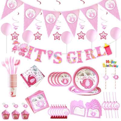 China 100% Eco-Friendly Decoration Supplies Set Gender Reveal Baby Party Cartoon Party Supplies Kids Digital Themed Printing Customized Packing 1 Color for sale