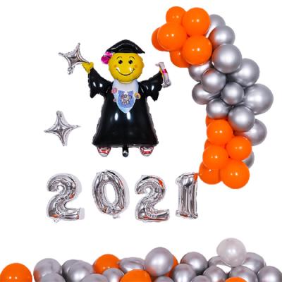 China Festival Decoration Selection Graduation Party 2021 Foil Balloons Cartoon Decoration School Graduation Party Balloons Set for sale