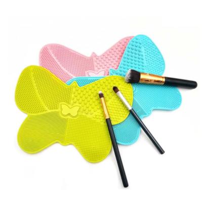 China Fashion Factory Supply Butterfly Makeup Trend Customized Brush Cleaner Scrub Pad With Suction Cup Silicone Cleansing Pad Beauty Tool Makeup Brush Cleaner for sale