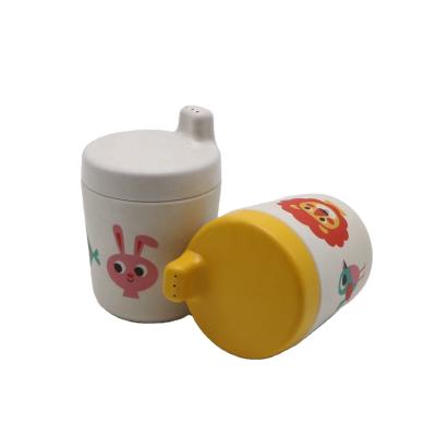 China Custom Printing PLA BPA Dishwasher Bamboo Cup Sippy Free Safe Biodegradable Bamboo Cups For Baby for sale