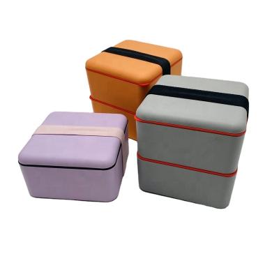 China Light Weight Microwavable BPA Free Stackable PLA Bamboo Lunch Box Compostable Bento Box for sale