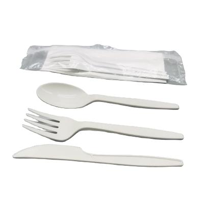 China 100% set, 100% natural compostable disposable PLA cutlery set melamine serving spoon fork utensils set BPA free free for sale