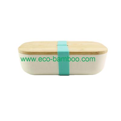 China Eco - Friendly Biodegradable Bamboo Fiber Food Bowl With Natural Bamboo Lid for sale