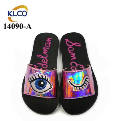 China Fashion Slap-Up PU Style Slippers Flat Fuchsia Clogs Girl's EVA Sandals for sale