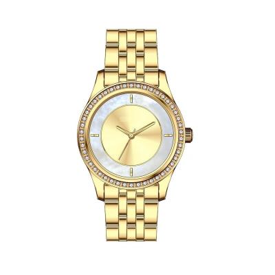 China Water Resistant OEM On Trend Best Selling Alloy Case Stainless Steel Band Silver Gold ISO 36 Mm Sunburst Broom Japan Movement Women's Quartz Watch for sale