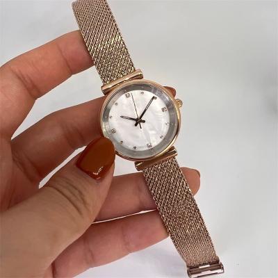 China Automatic Date Private Label Fashion Customized 304 30mm Wholesale Silver Rose Gold Ladies Mesh Strap Stone Watch for sale