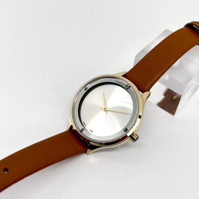 China Simple brown gold shoubiaoalloy OEM water resistant OEM mirror effect case 36mm silver classic waterproof leather watch for sale