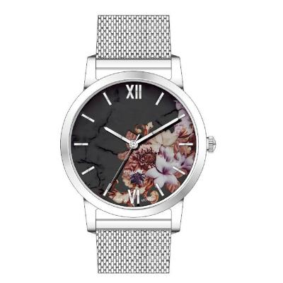 China Water Resistant OEM Design Flower Alloy Case New 35mm Low MOQ Black Rose Gold Ladies Florist 3D Printing Burton Quartz Watch for sale