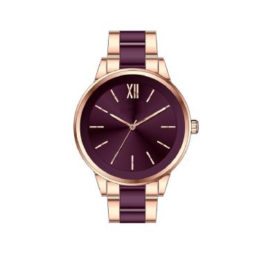 China OEM Brand New Design Famous Alloy Case Two Tone 37 Mm Mk Low MOQ Water Resistant Rose Gold Ladies Sunburst Quartz Watch for sale