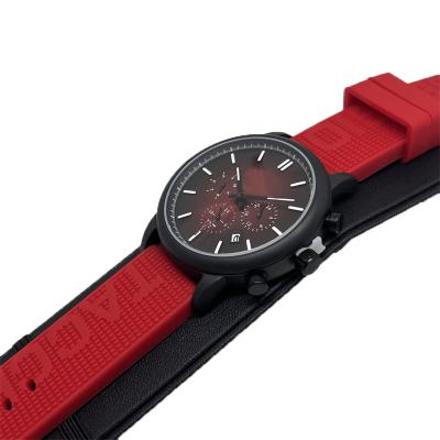 China Wholesale Automatic Special Designer Private Label Date Rubber Big Red And Black Unisex Thick Watch for sale