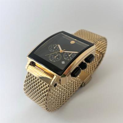 China Auto Date Design Six-Hand Men's Watch 30 Years Rectangular Multifunctional Black Gold Men Sports Mesh Strap Custom 37mm for sale