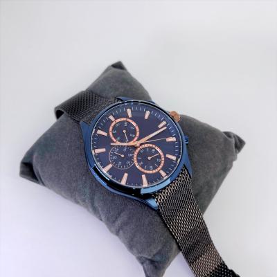 China Wholesale Date Automatic Vending Machine Brand Classic Multifunction Steel Blue 45mm Rose Gold Color Men's Multifunction Mesh Strap Watch for sale