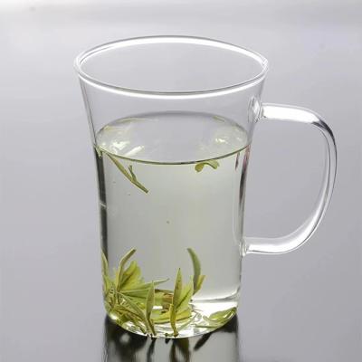 China Viable Chinese Coffee Mug Heat Resistant Glass With Handle Transparent Green Tea Scented Tea Cup for sale