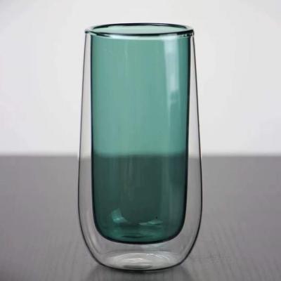 China Viable Chinese Manufacturers Manually Blow High Borosilicate Color Glass Water Cup And Double-Layer Heat Resistant Glass Mug for sale