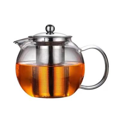 China Hot Selling Sustainable Borosilicate Glass Heat Resistant Teapot With Infuser Stainless Steel For Tea Tea, Bagged And Loose Blooming for sale