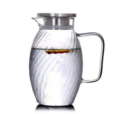 China Handmade Craft High Borosilicate 1500ml Glass Water Pitcher Sustainable Glass Carafe for sale