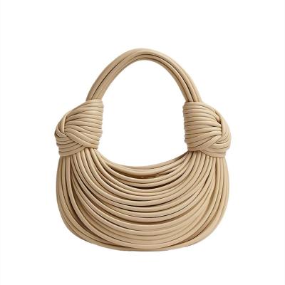 China 2022 New Fashion Women Portable High Quality Genuine Leather Armpit Bags Knit Knot in Rope Luxury Designer Clutch Female Handbag for sale