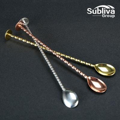 China 304 Stainless Steel Bar Spoon Cocktail Stick Coffee Cocktail Mojito Wine Viable Threaded Spoons in Tool for sale