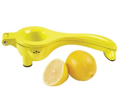 China Aluminum Alloy Aluminum Alloy Power Coating Citrus Hand Lemon Squeezer With Feet, Yellow, Orange for sale