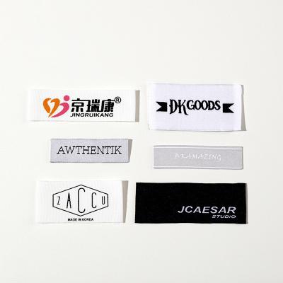 China High Definition Sustainable Garment Labels Wholesale Custom Logo Ribbon Printing Damask Woven Labels For Clothesribbon Trademark for sale