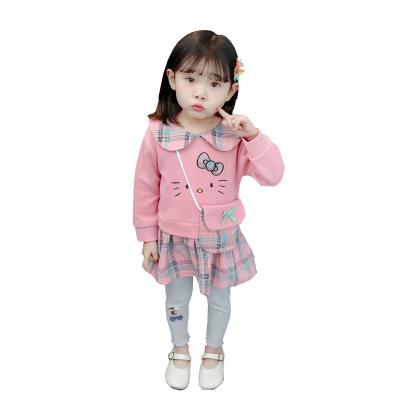 China Cute children's two-piece dress casual 2021 new baby clothes two-piece girls 1-4 years spring and autumn long-sleeved suit for sale