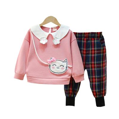 China 2021 two-piece high quality children's cartoon suit smart casual low price children's casual suit 1-4 year old girl long sleeve for sale