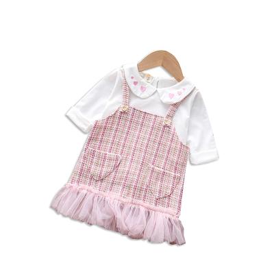 China 2021 Cheap casual boutique children's sweet sling dress 2-5 years girls spring and autumn long-sleeved dress for sale