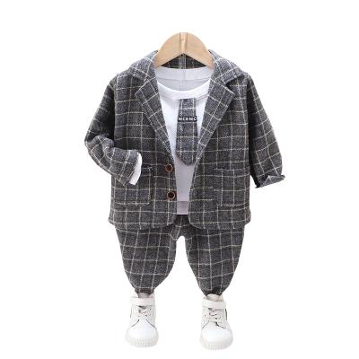 China 2021 China made children's handsome three-piece suit 1-5 years old boys casual long sleeve casual suit for sale