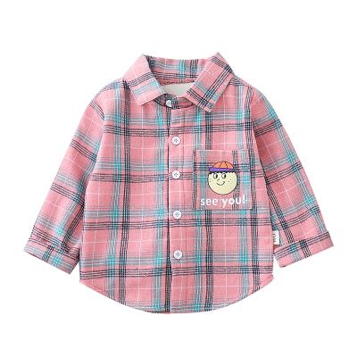 China 2021 Casual Made in China Children's Lapel Plaid Collar Senior 1-5 Years Boys Casual Shirt for sale