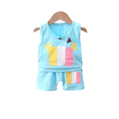 China Two-piece suit 1-4 years old baby boy summer vest suit children's casual shorts boutique casual children's clothing for sale